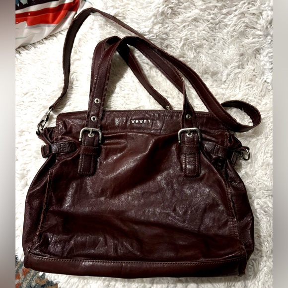 LUANA Brown Supple Leather Shoulder Crossbody Tote Bag w/Braided Western Details - Picture 3 of 9